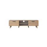 Mueble de TV en Roble con 2 Cajones y Estantes