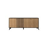 Buffet con 4 Puertas y Patas de Madera en Melamina Roble