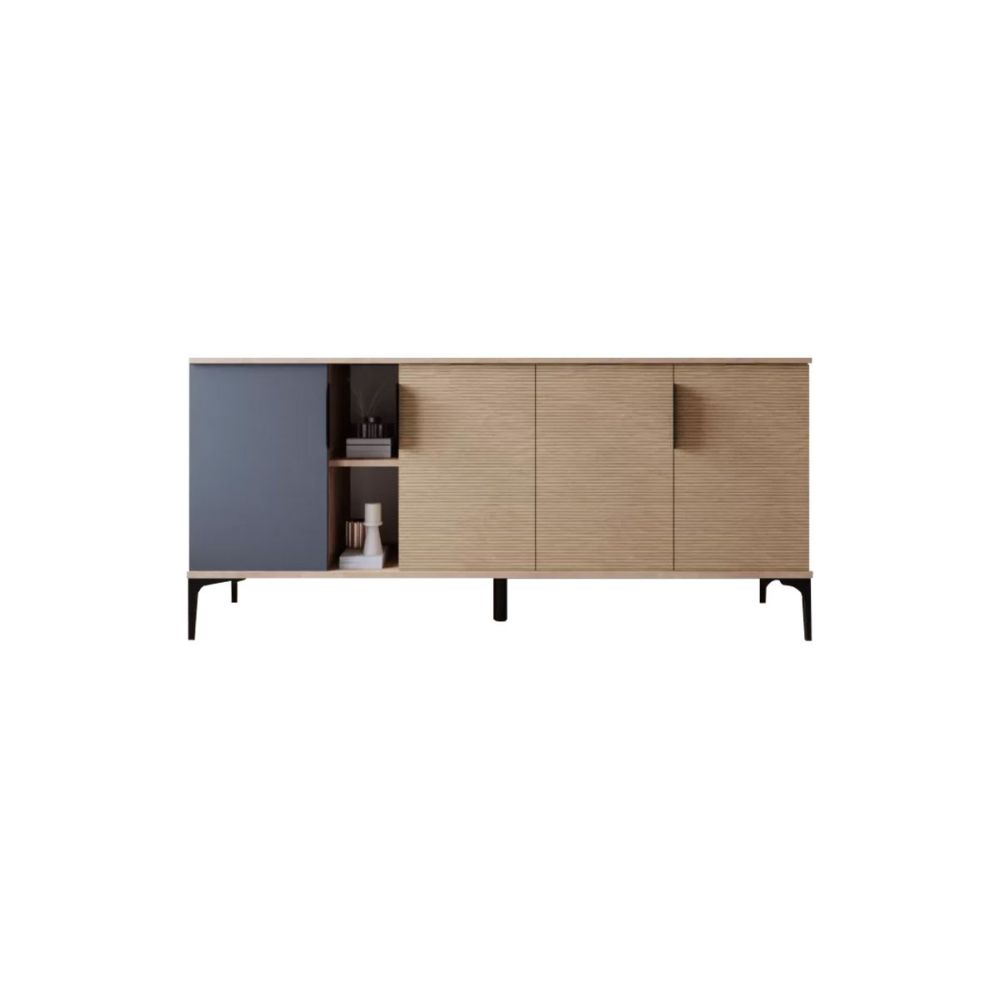 Buffet en Melamina Gris Oscuro y Roble, Diseño Moderno